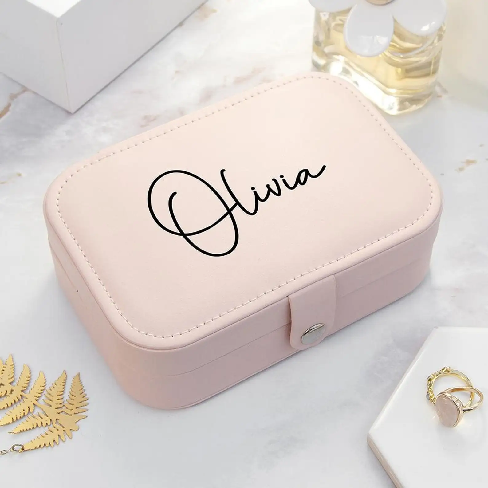 Personalized Bridesmaid Proposal Gift, PU Leather Jewelry Box, Bride Gift Box, Wedding Day Bridal Shower Travel Jewelry Case