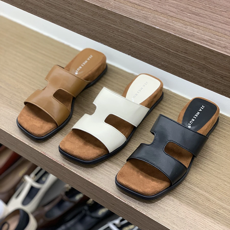 

New Retro Wedge Strappy Flip-flops in Cream White - Fairy-style French-inspired Sandals for Dress Matching & Versatile Wear