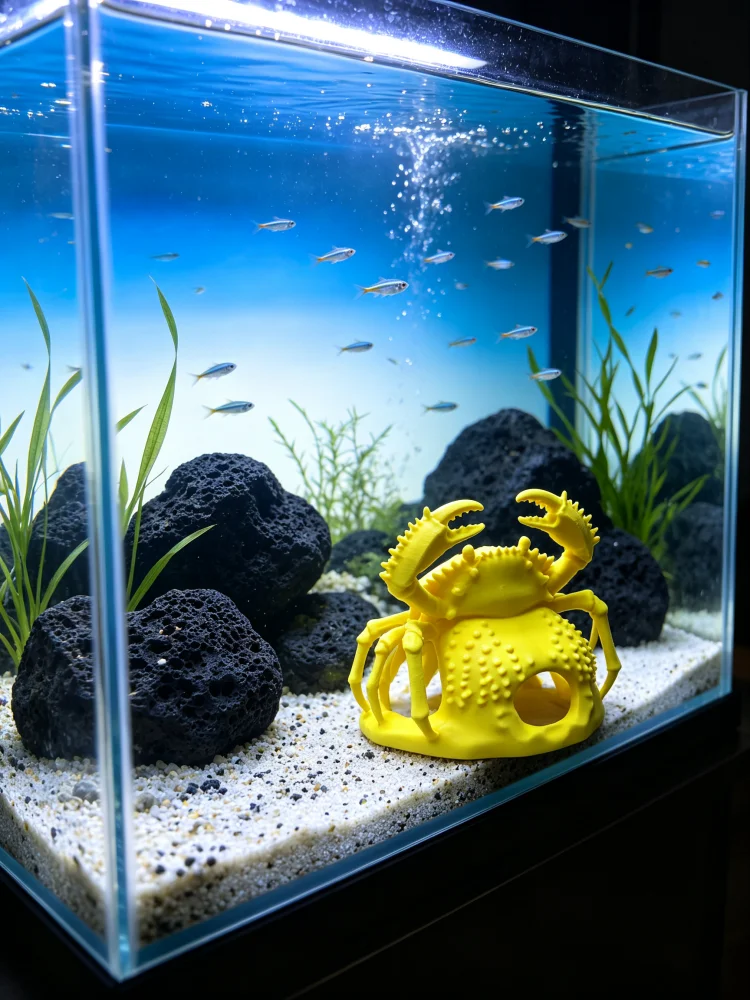 Marine Aquarium Used - Желтая декоративная фигурка краба для аквариума,
