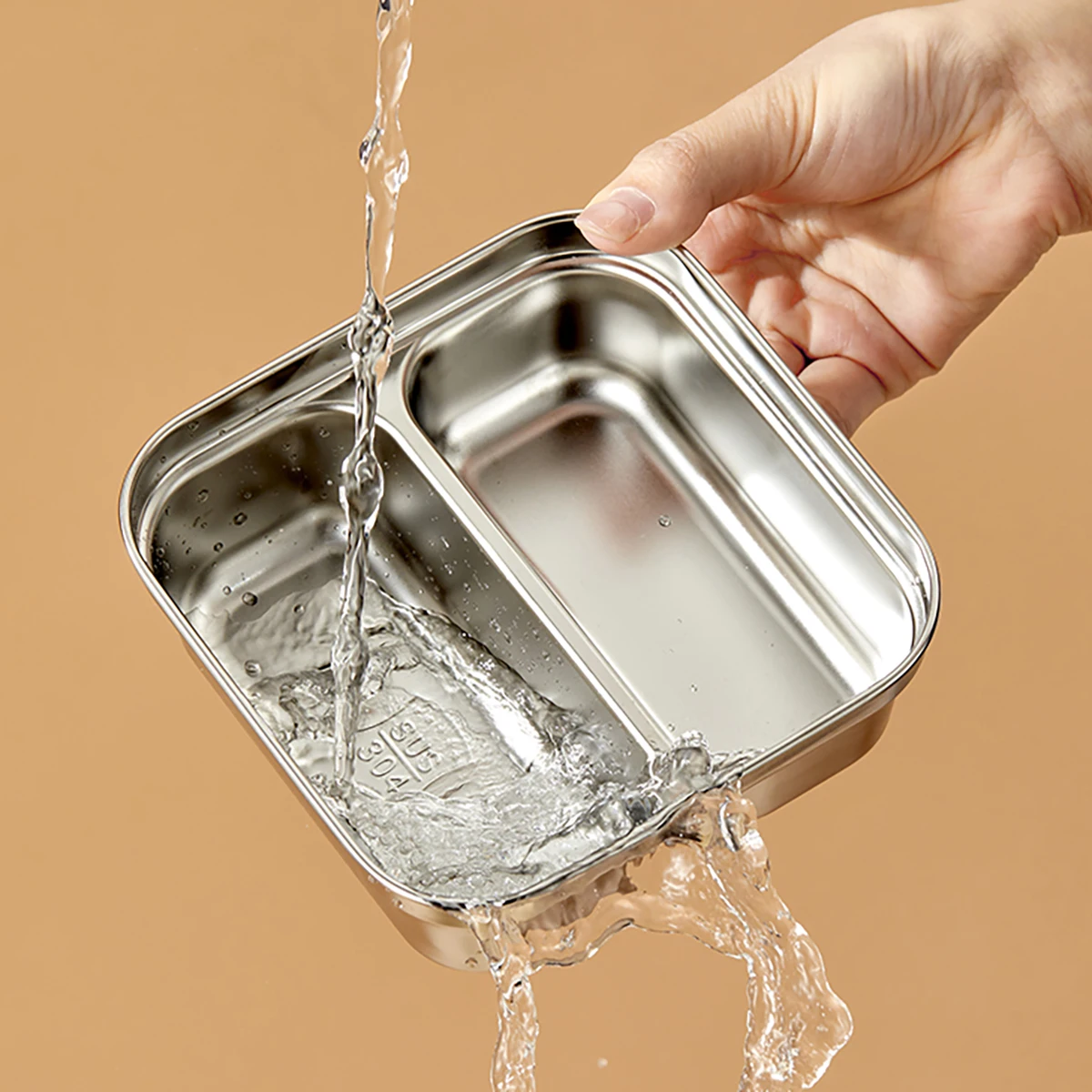 WORTHBUY Lunchbox aus Edelstahl 304, mit Deckel, tragbarer Obstsalat-Lebensmittelbehälter, stapelbar, auslaufsicher, Bento-Box für Studenten – Detail 7