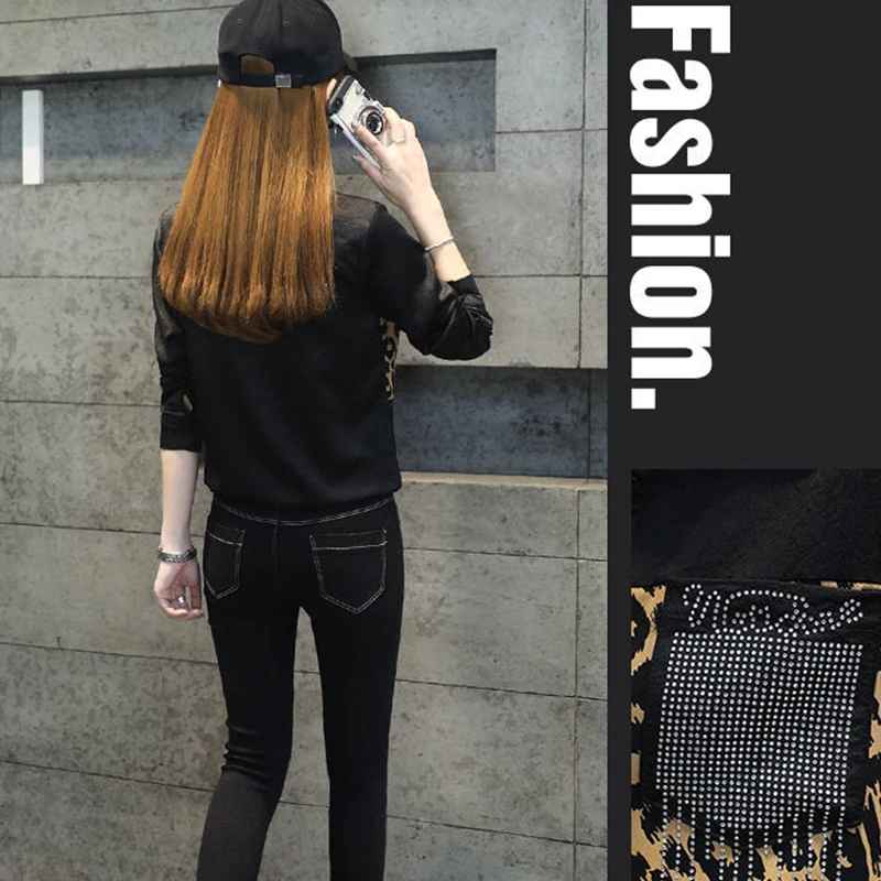 Spring Autumn Streetwear Leopard Printed Casual Fashion Blouse Ladies Long Sleeve Harajuku Y2K Cardigan Top Women Diamons Blouse