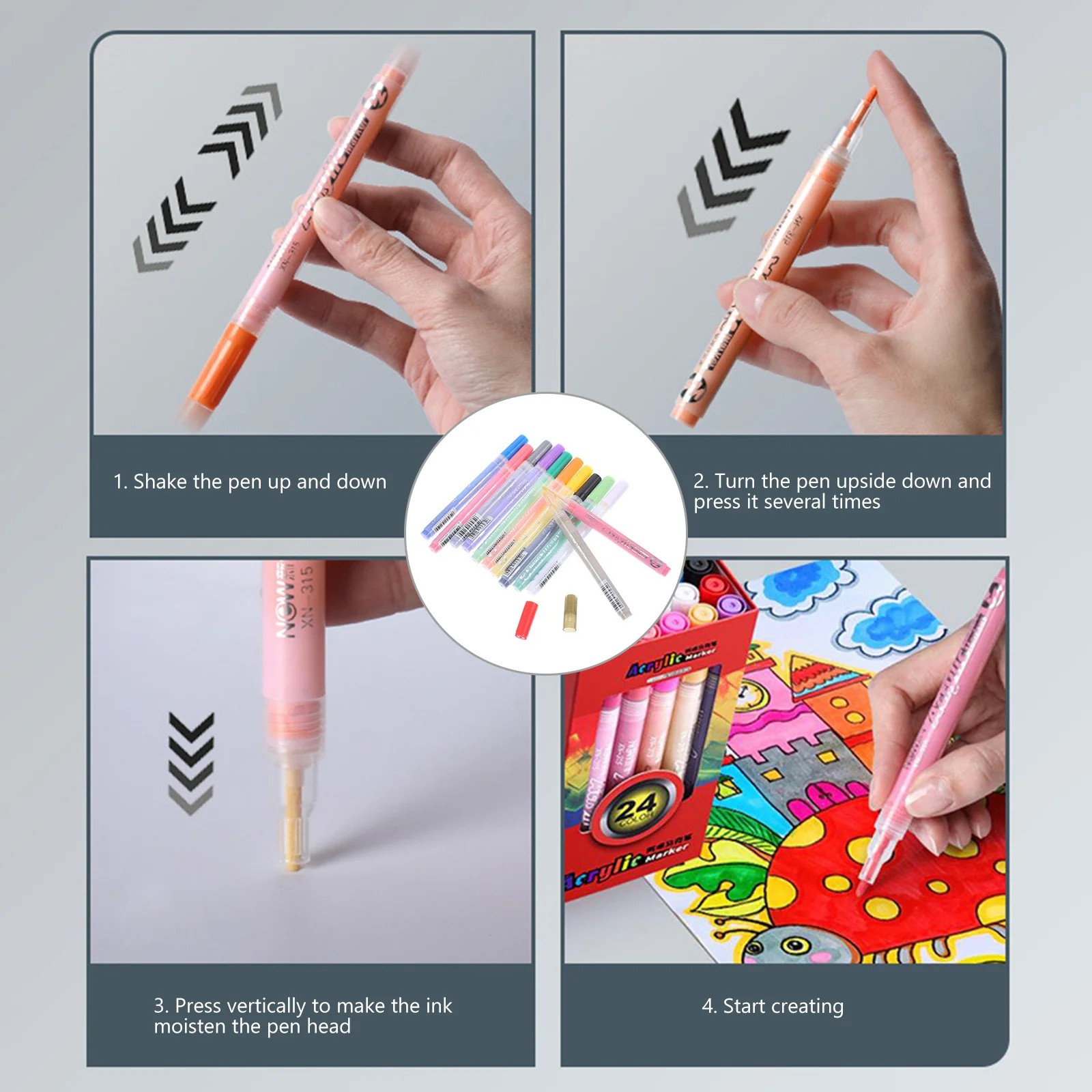 

12 шт. акриловые маркеры, разноцветные ручки для рисования граффити, эскизов, художественных проектов, быстросохнущие маркеры для граффити