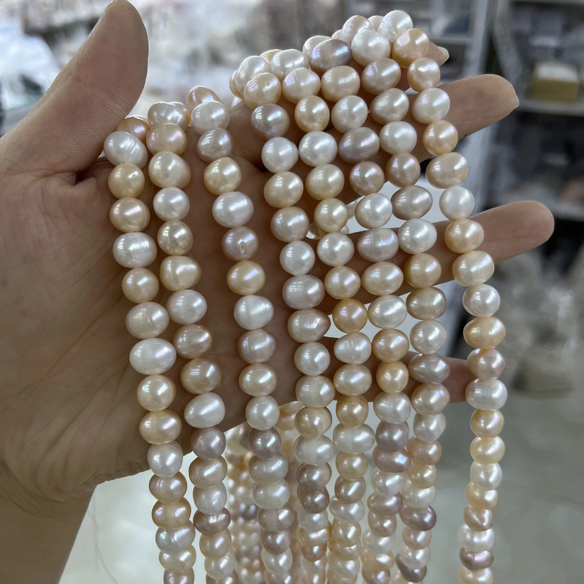 

9-10mm 4A Natural Freshwater Mixed Color Near Round Pearl Sparkling Isolated Bead Jewelry Make DIY Necklace Bracelet Accessories