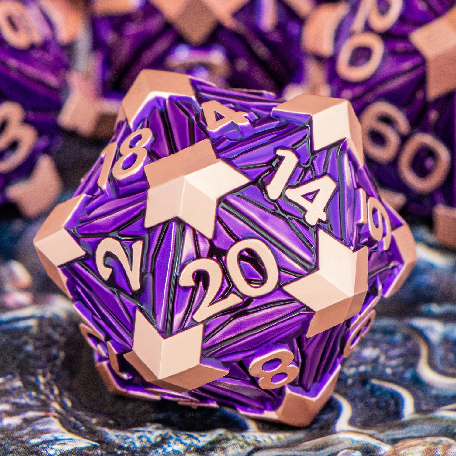 

Shards DND Metal Dice Set Dice D&D Red Copper Purple Polyhedral Dice RPG Role Playing Game Pathfinder D20 Sided D and D Dice Set