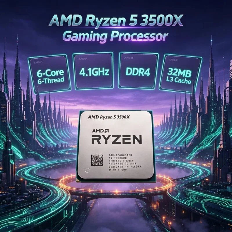 AMD Ryzen 5 3500X R5 6-Core 6-Thread L3=32M 7nm 65W Socket AM4 DDR4 PCIe 4.0 3.6GHz Up to 4.1GHz for Gaming Design Video Editing