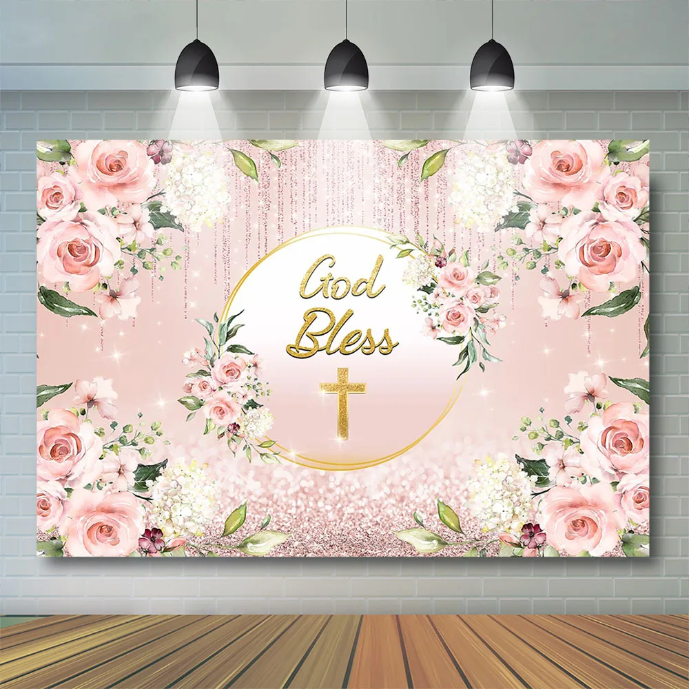 

Mocsicka Baptism Newborn Backdrop Christening Props 1st Birthday Baby Shower Background Kids 1st Communion Party Banner