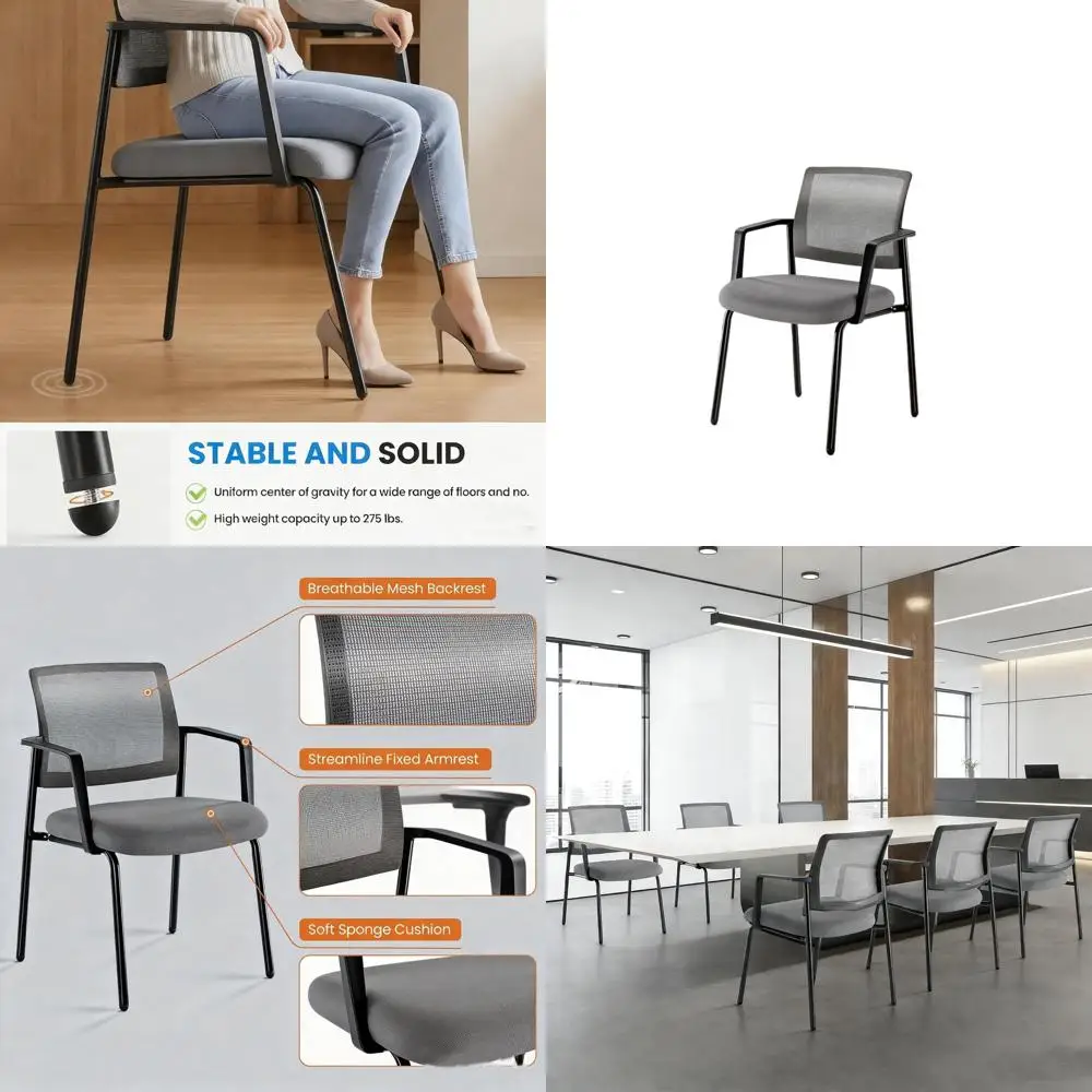 

Эргономичные складные кресла с тканевым сиденьем и сетчатой спинкой для офисных зон ожидания и конференц-залов, серые