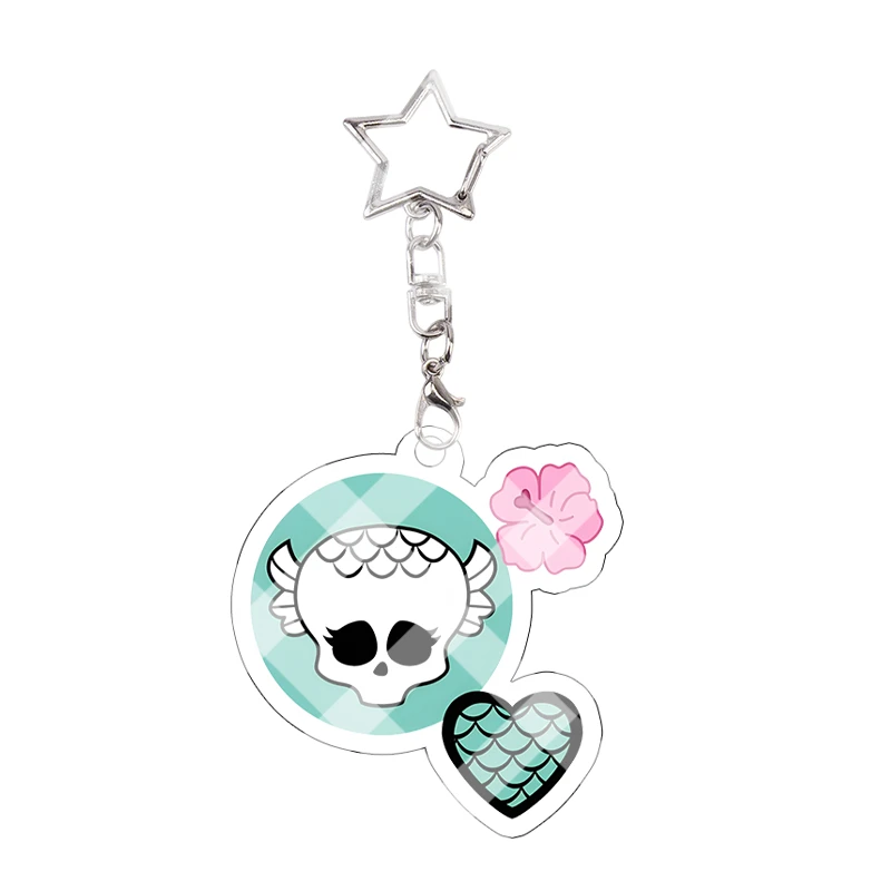 Monster Girl Acryl-Schlüsselanhänger Kawaii Fledermaus-Wimpel Totenkopf Rosa Schleife Exquisiter Studenten-Cosplay-Requisiten-Taschenanhänger Schlüsselring Geburtstagsgeschenk – Detail 16