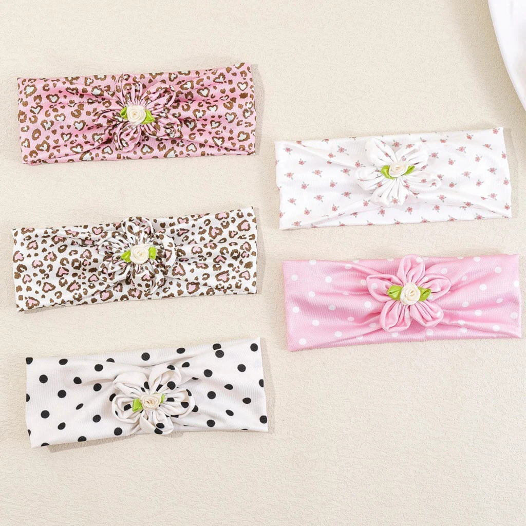 1pc Floral Print Baby Flower Headband, Cable Knit Wide Nylon Turban Head Wraps Baby Shower Gift KIds Girls Hair Accessories