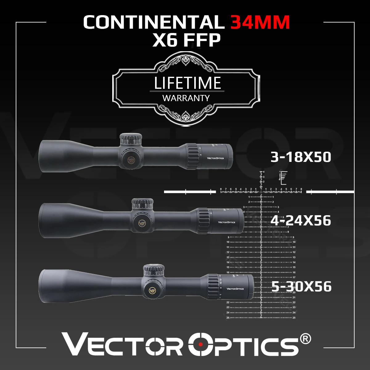 

Vector Optics Continental FFP 34mm Tube Riflescope With Ranging Reticle,Zero Stop&Turret Lock Feature,All Fields of Application