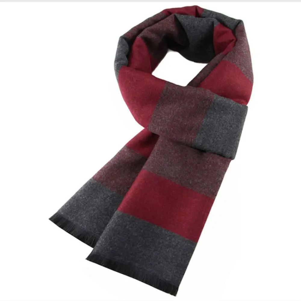 Winter Soft Men Cashmere Scarf Lattice Neckwarmer Warm Plaid Scarf Windproof Keep Warm Pashmina Shawl Man