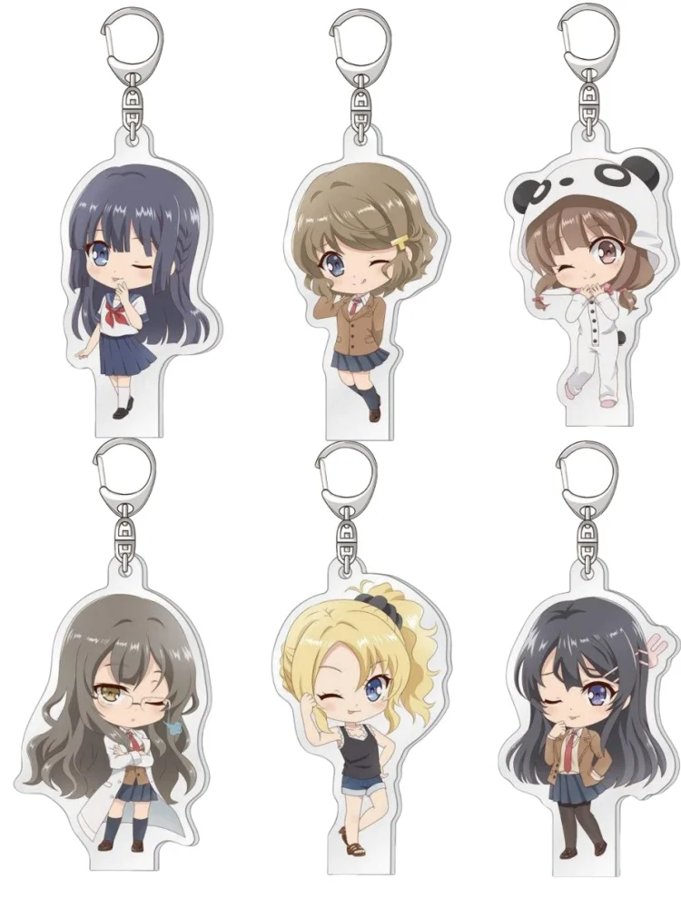 Anime Store Rascal Does Not Dream of Bunny Girl Sakuta Mai Kaede Nodoka Tomoe Futaba Acrylic Keychain Pendant Gifts About 6cm