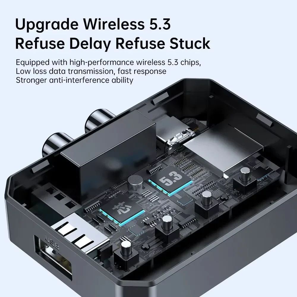 NFC Bluetooth 5.3 เครื่องรับสัญญาณเสียง 3.5 มม.AUX RCA USB U-Disk/TF ไฮไฟสเตอริโอเพลงอะแดปเตอร์ไร้สายพร้อมไมโครโฟนสําหรับรถชุดลําโพง AMP