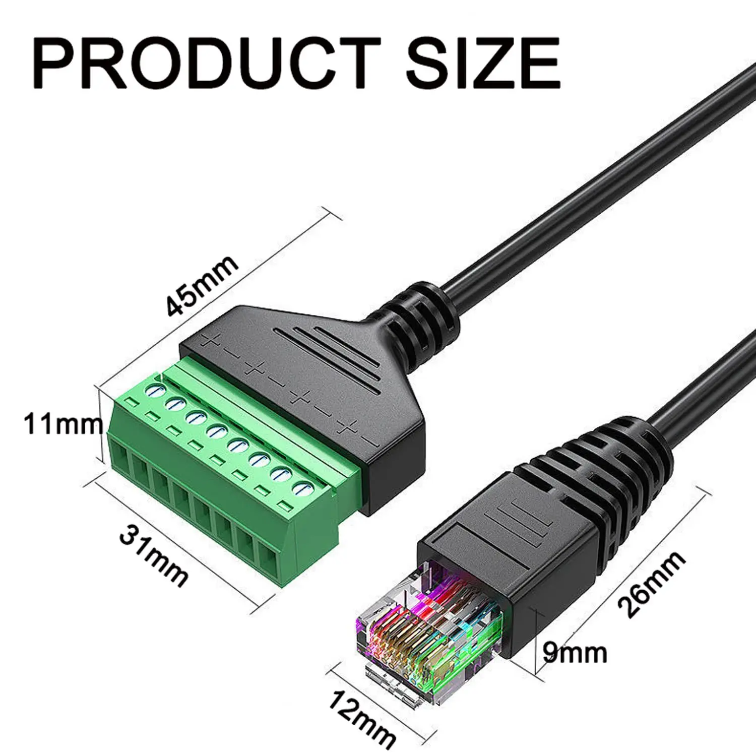 Rj45  Netwerk Adapter Kabel Screw Terminal Blok 8 P Connector Ethernet Vrouw Naar 8 Pin Schroef Cable Extension Mount Female LAN