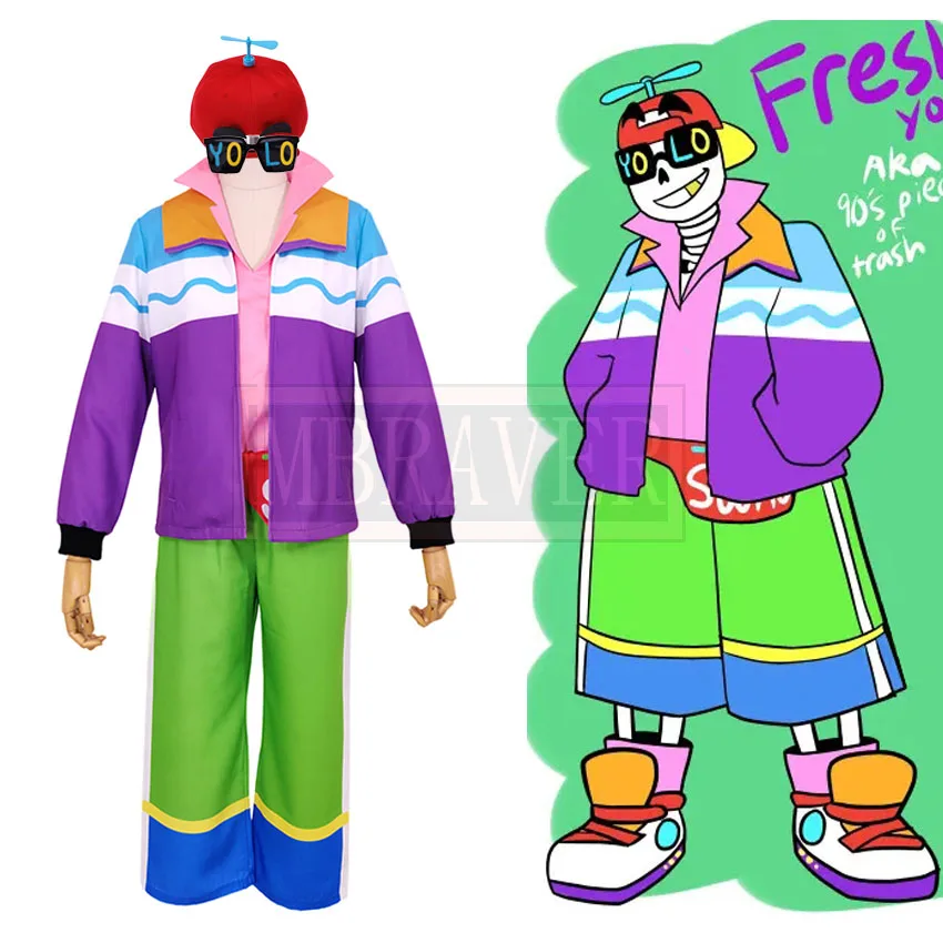 

Undertale AU Fresh! Sans Include Glasses And Hat Halloween Cosplay Costume Uniform Party Outfit Customize Any Size