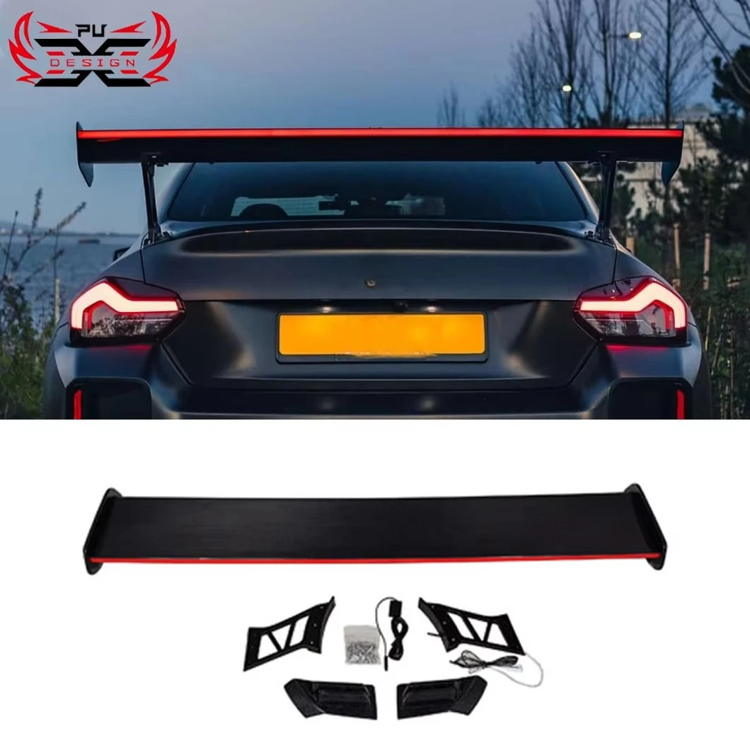 PU-Design Dry Carbon Fiber LED Rear Wing Luminous Spoiler for 2023 BMW M2 G87 Car Accessories Body Kit High Value for Money