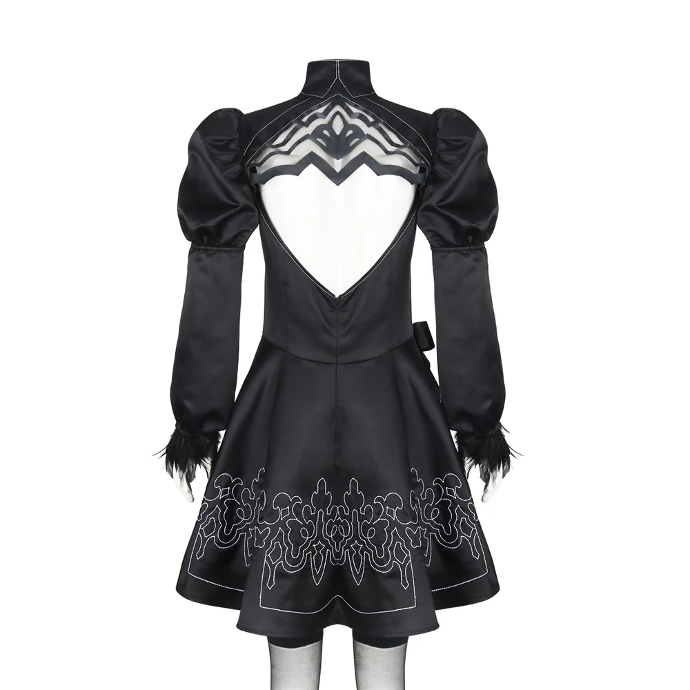 Gioco YoRHa No.2 Tipo B Calzini eleganti Ragazza Costume Cosplay NieR 2B Abito nero Abiti da festa di Halloween per le donne