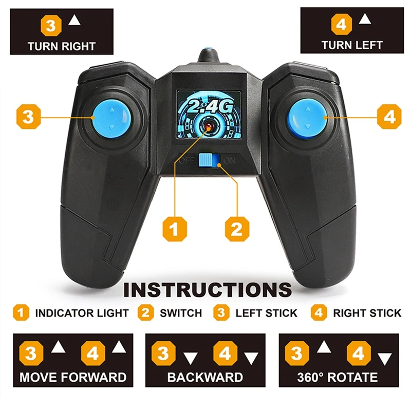 2 ใน 1 รถ RC 2.4 Ghz Stunt Drift รถถังติดตามรถกระโดดรถ 360 °   ของเล่นยานพาหนะ RC แบบพลิกพร้อมไฟ LED