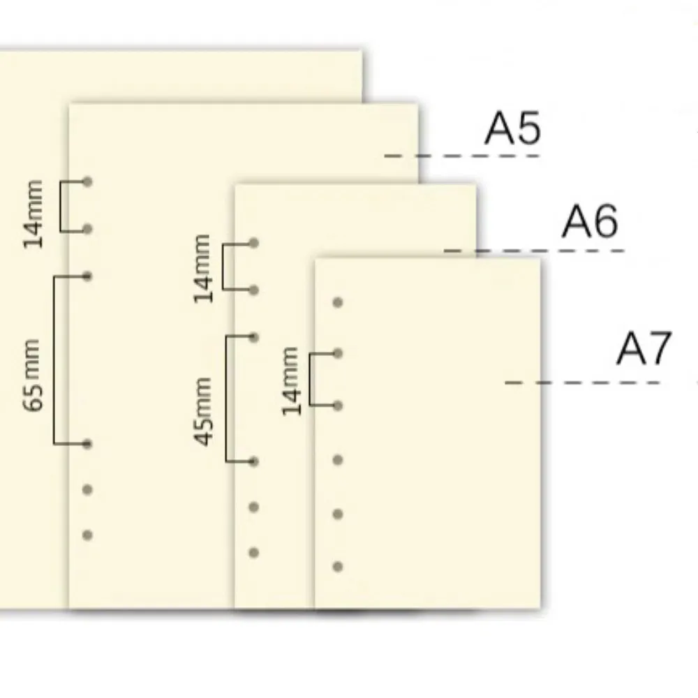 80Sheets A5 A6 A7 Loose Leaf Refill Paper Liner Grid Lattice Blank Connell Stationery Inner Refill Spiral Binder Paper 6 Hole
