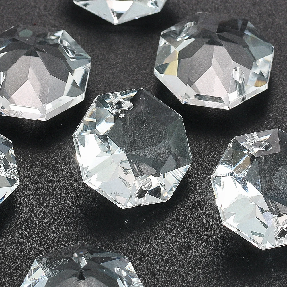 10pcs 20mm K9 Crystal Beads Chandelier Parts Replacement Faceted Prism Octagon Diamond Beads for Garland Strands Jewelry Making