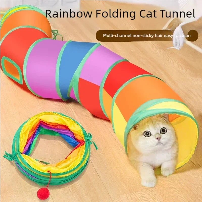 Rainbow Cat Tunnel Collapsible - Cat Tunnel Toy 评论和价格