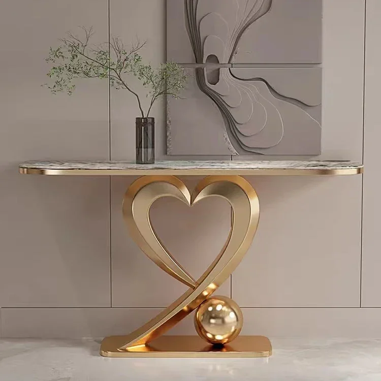 Good Quality Metal Console Table Home Furniture Luxury Marble Top Hallway Corner Table Decorative Living Room Console Table