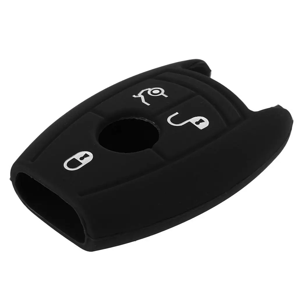 2xSilicone Key Fob 3 Button Case Cover Skin for C200 Black