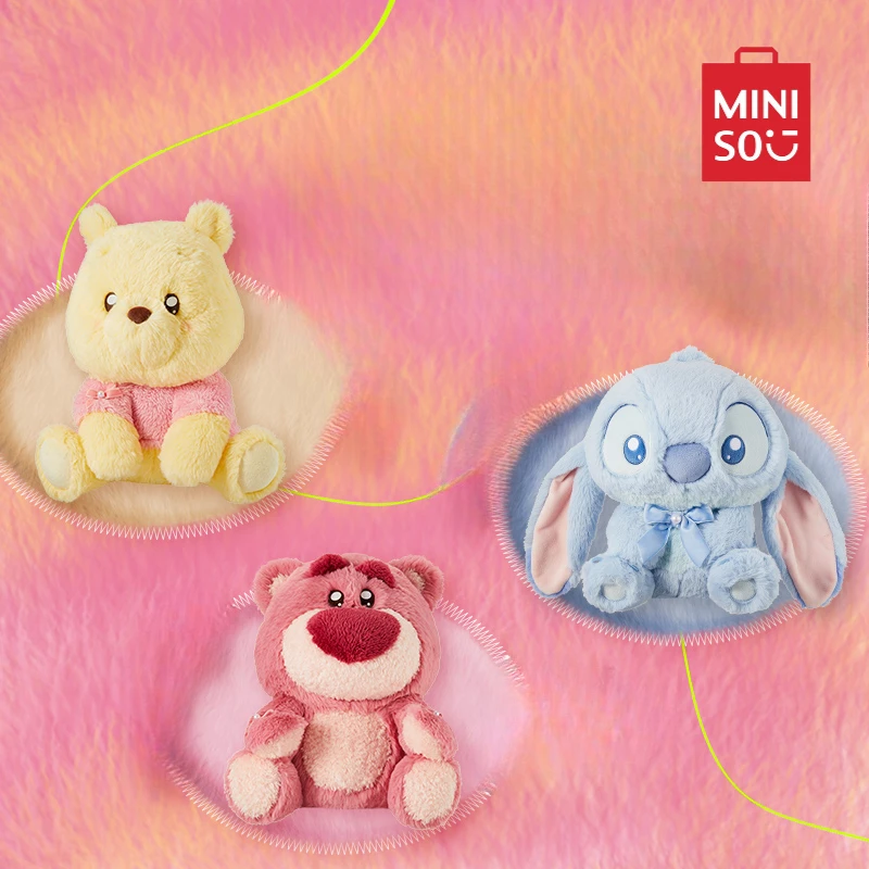 MINISO Disney Plush Season Series Doll Animation Lotso Stitch Plush Pillow Cute Children Comfort Plush Toy Christmas Gift