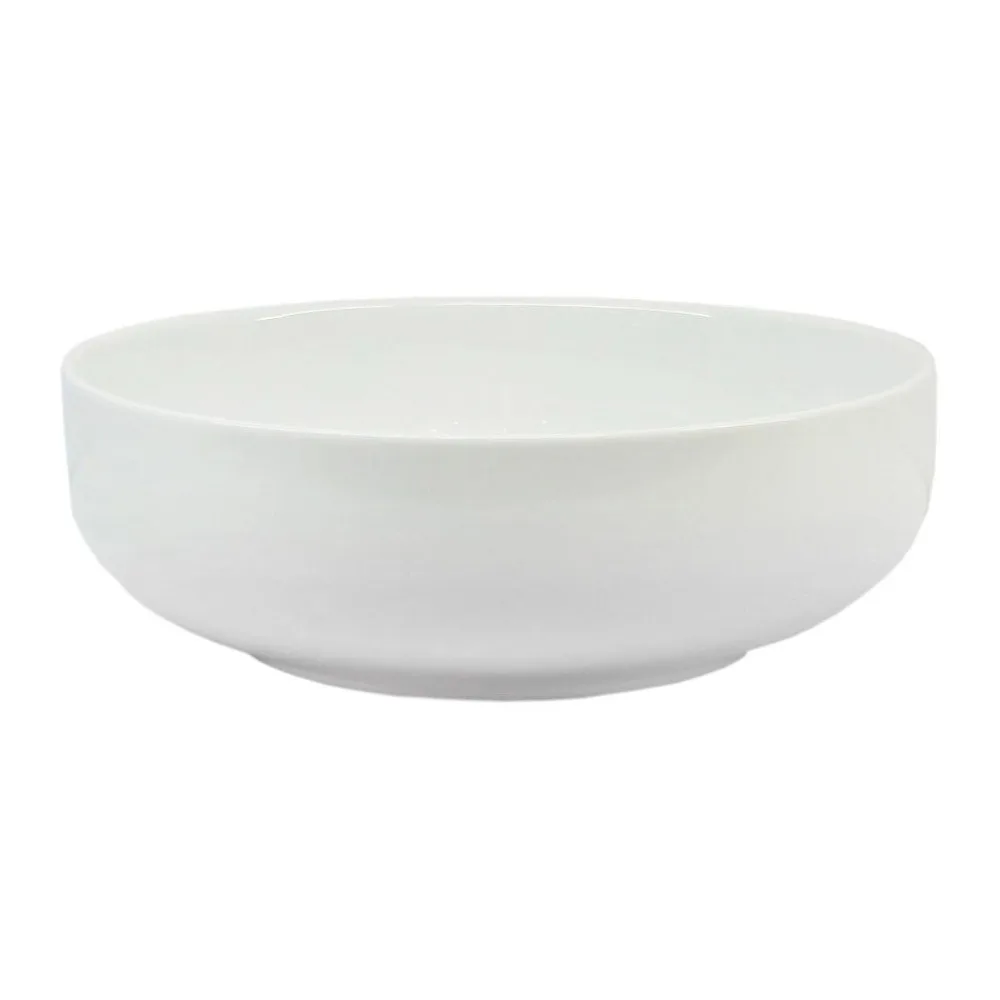 Classic White Round Porcelain Serving Bowl for Dining, Large Decorative Soup, Salad, Pasta, Cereal, or Fruit Bowl Set, Elegant Everyday Dishware for Kitchen, Restaurant, and Home Decor, Microwave and Dishwasher Safe