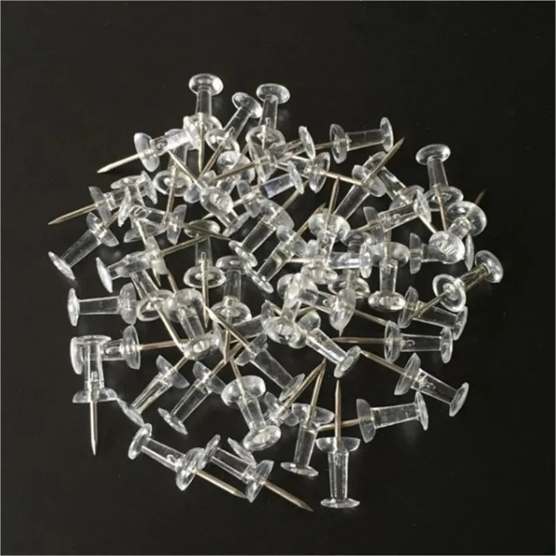 500pcs/lot Clear Push Pins Transparent Plastic Thumb Tack Office Supplies