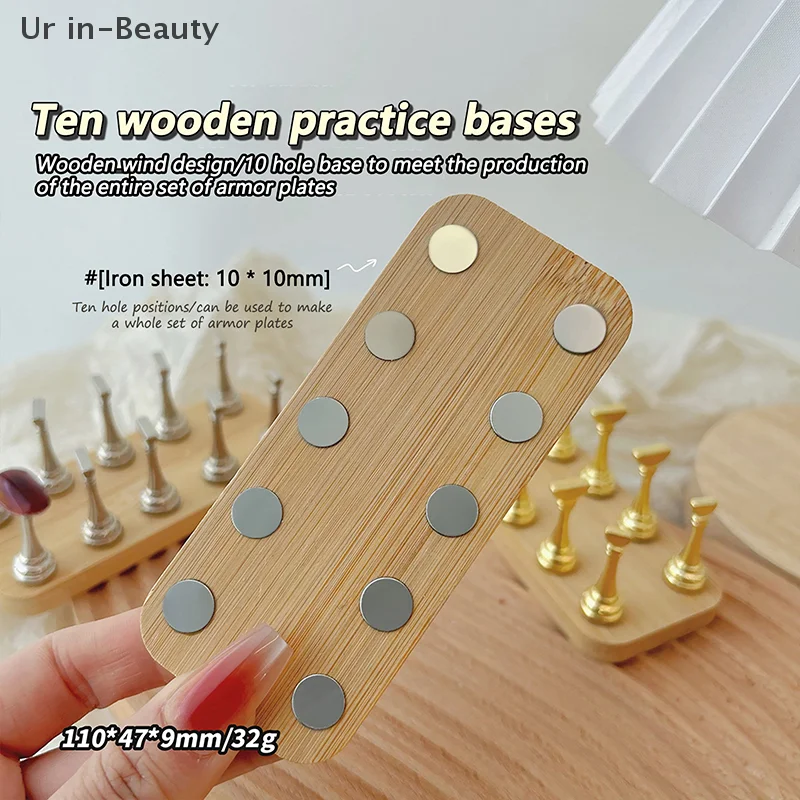 

Double Row 10 Grids Wooden Nail Practice Stand Nail Display Stand Set Magnetic Nail Tips Practice Holders Manicure Tool