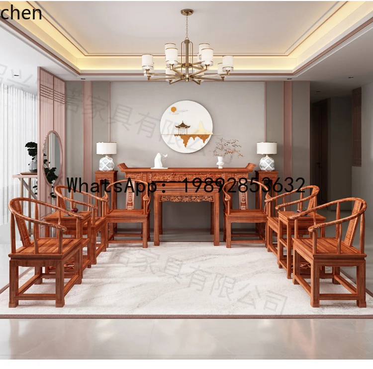 FZ Zhongtang six-piece solid wood strip table for hall house furniture antique eight immortals table strip