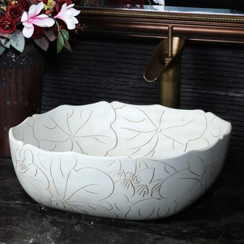 

Ceramic Art Retro Wash Basin Home Bathroom Wash Basin Basin