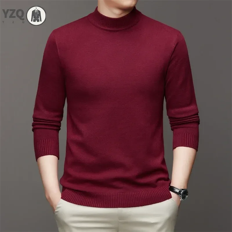 7 Colour Men\'s Half High Neck Long Sleeved Solid Color Sweater Soft, Warm and Comfortable Top with a Base