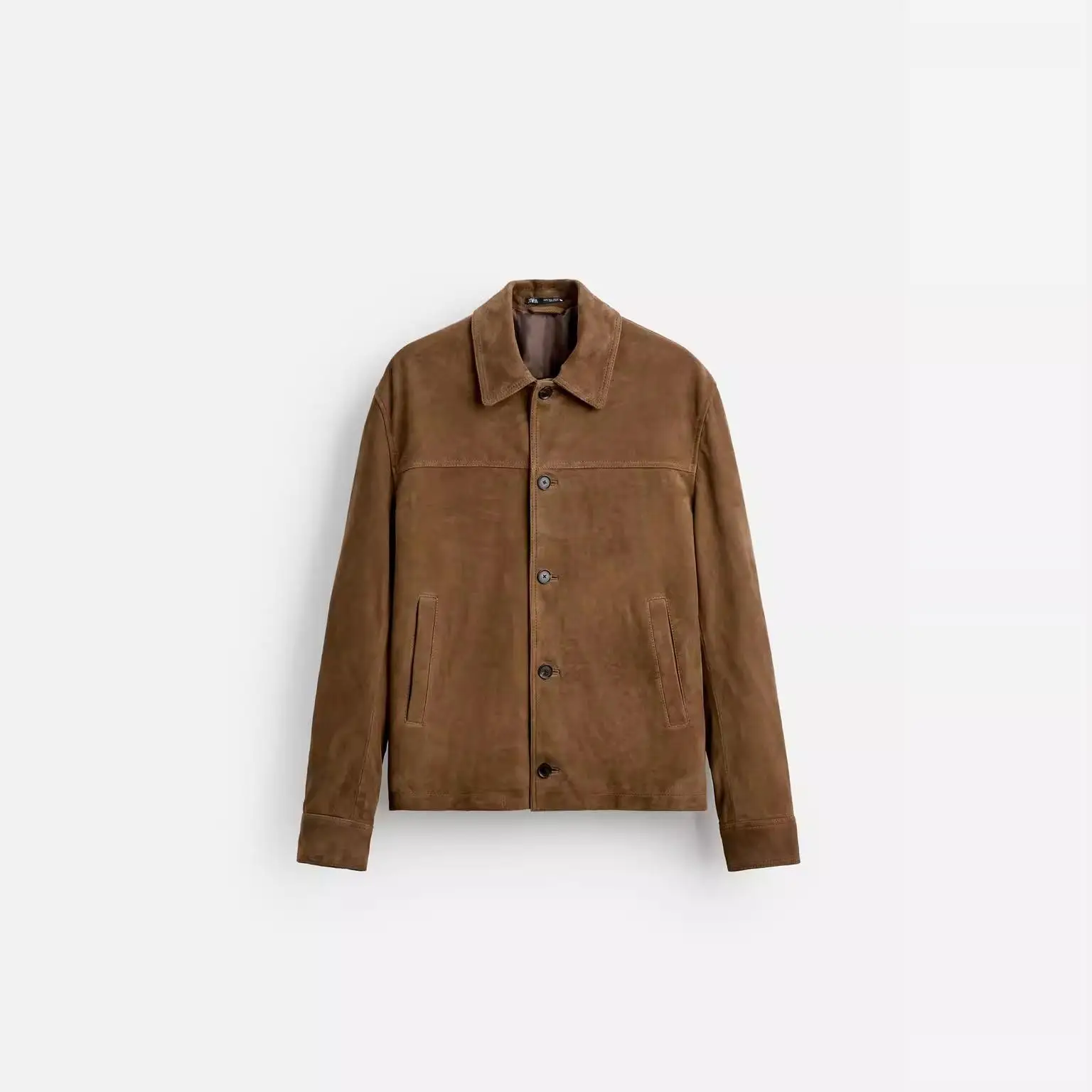 

Autumn New Arrival Men's Faux Leather Jaet Long Sve Stand Collar Coat Youth Faion Straight Hem Single Button Closure