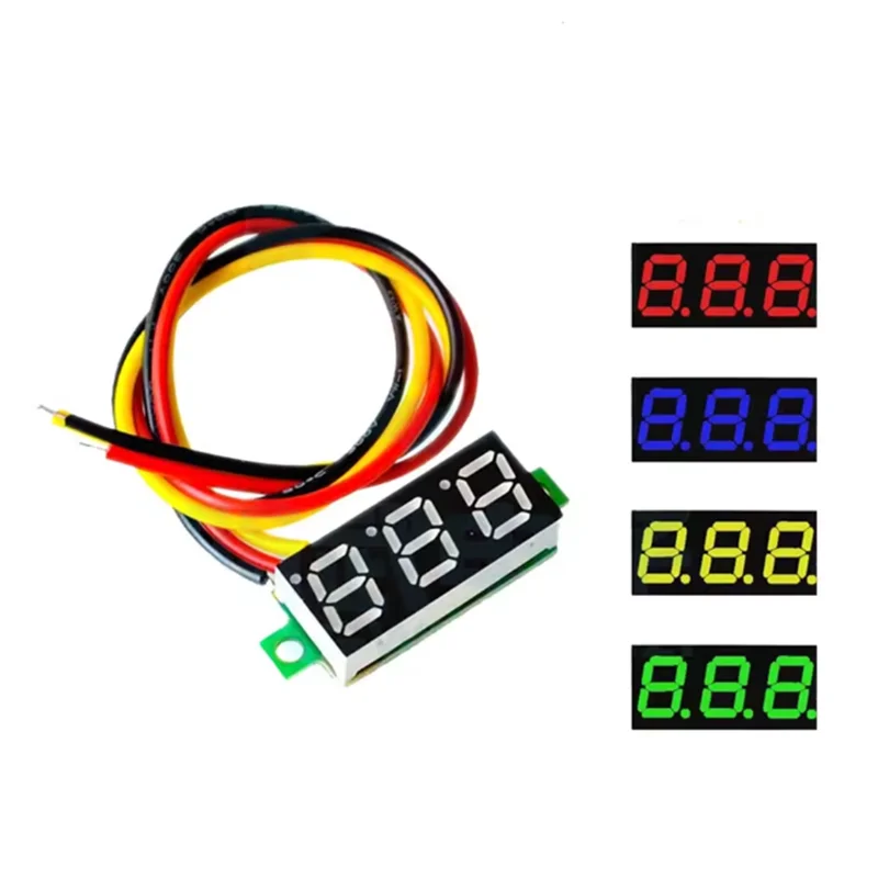 Mini Digital DC Voltmeter 0.28 Inch Two-Wire 2.5V-30V Mini Digital DC Voltmeter Voltage Tester Meter 5 Colours