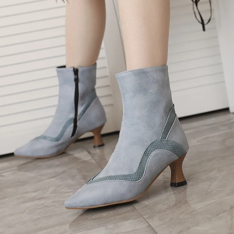 

2026 New Pointed Toe Women's Ankle Boots Comfortable Mid Heels Women Short Boots Female Office Shoes