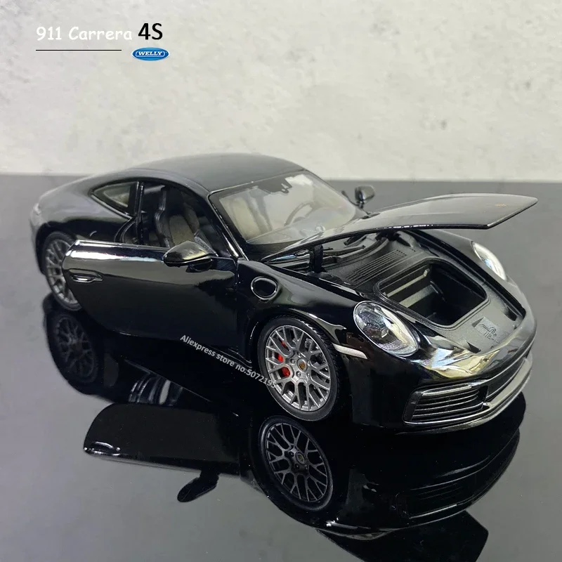 Welly 1:24 Porsche 911 Carrera 4s  Sports Black alloy  Car Model Diecasts Toy Vehicles Collect gifts type transport toy