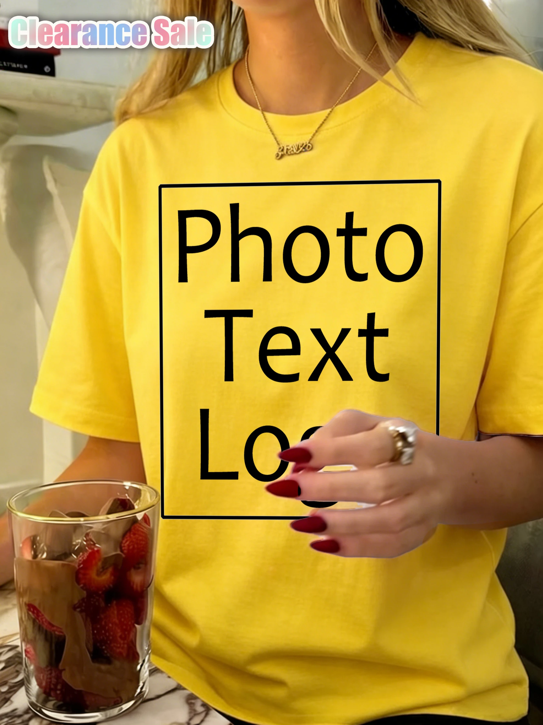 Im Ausverkauf: Personalisiertes Damen-T-Shirt, Lässig, Einfach, Weich, Kurzarm, Locker Geschnitten, O-Ausschnitt, Streetwear, Basic-Arbeitskleidung