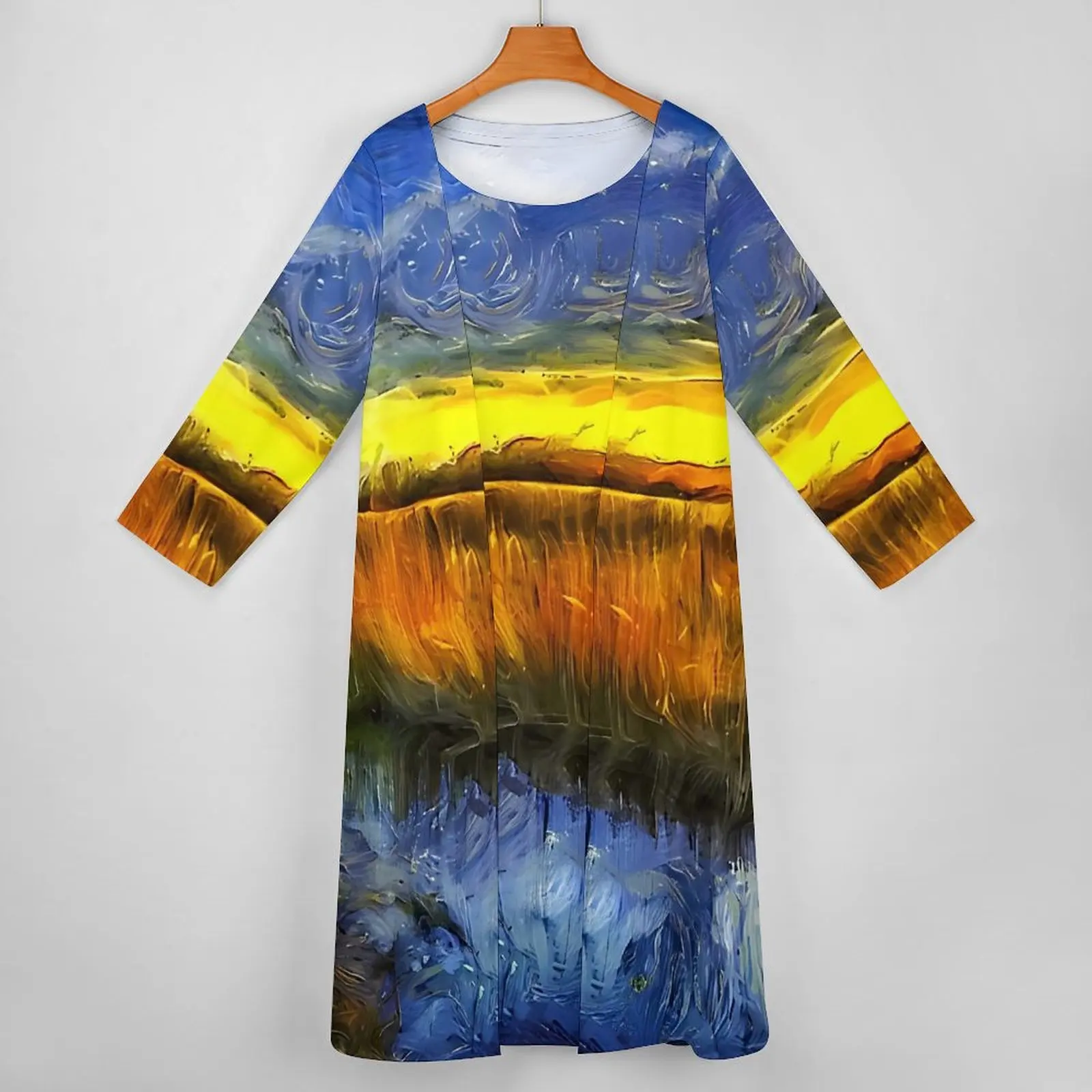 The Sunset River Van Gogh Dress Spring  Aesthetic Boho Beach Long Dresses Female Pattern Party Maxi Dress Big Size 5XL