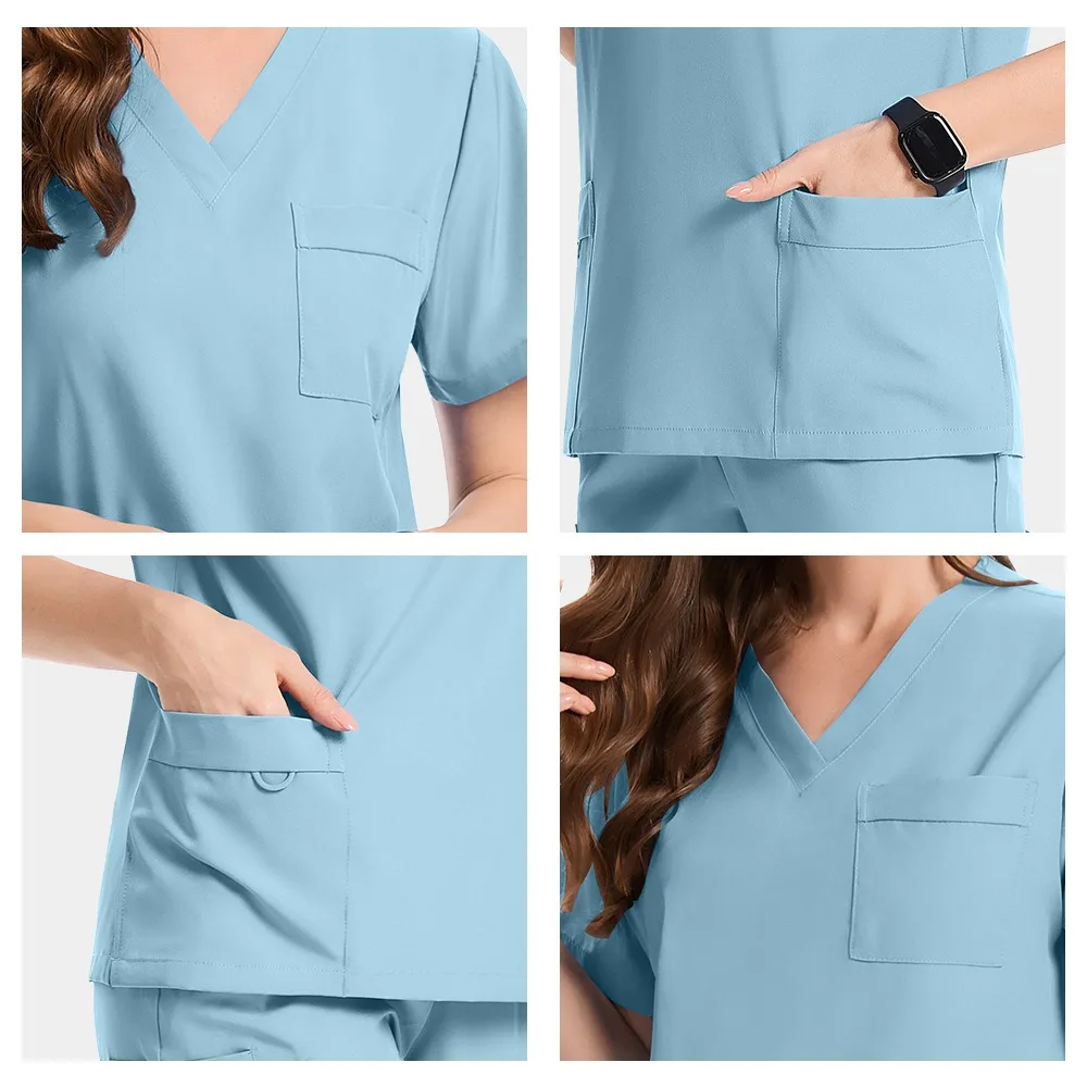 New Color Release Quick‑Dry Stretch Scrub Set Plus Size Doctor Nurse Uniform Solid Color Thin Casual Comfortable Workwear Jaleco