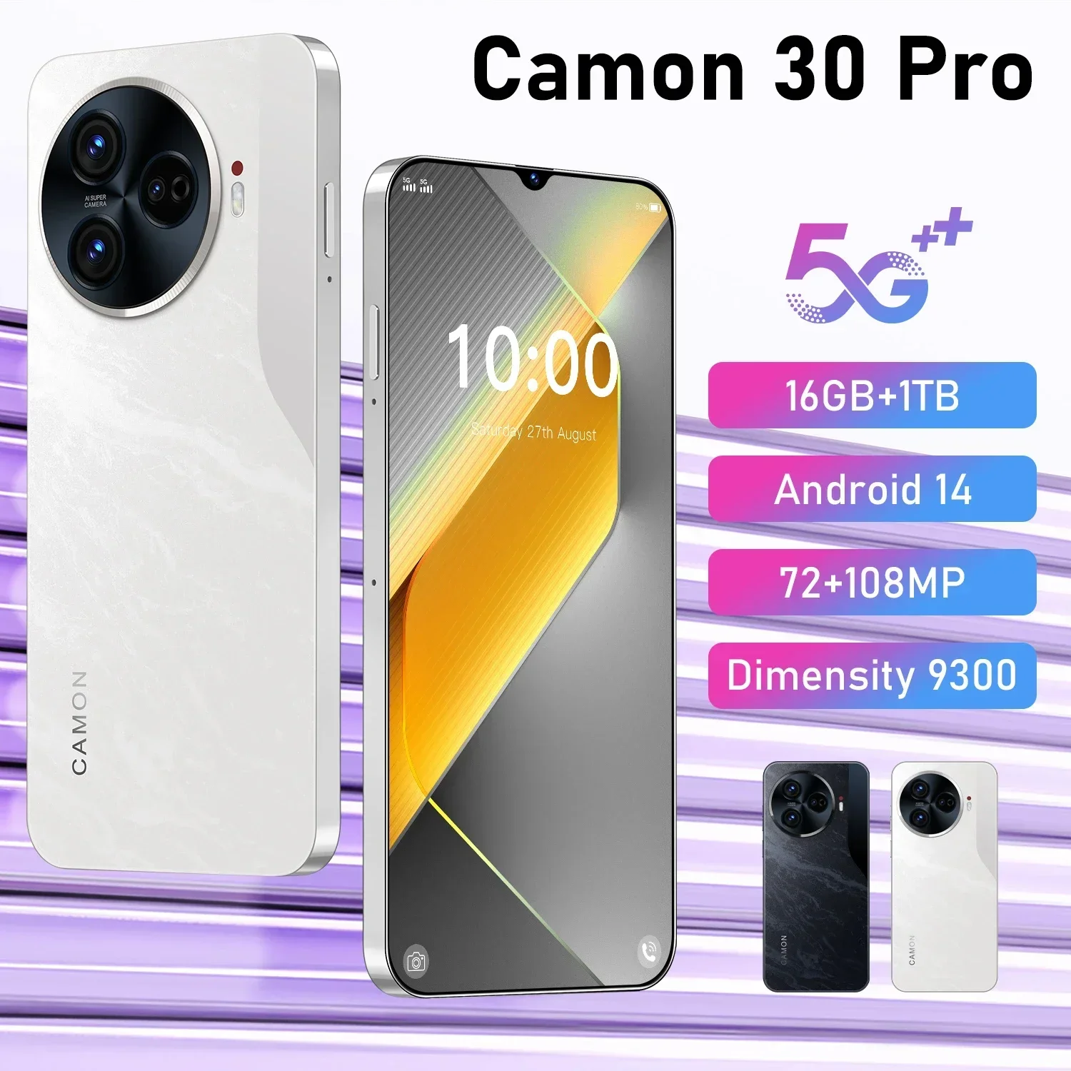 

Camon 30 Pro Smartphone 6.8 HD Android Mobile Phone Unlocked 5G Dual Sim Card 6800mAh 16GB+1TB Cellphone 72MP+108MP Celulares