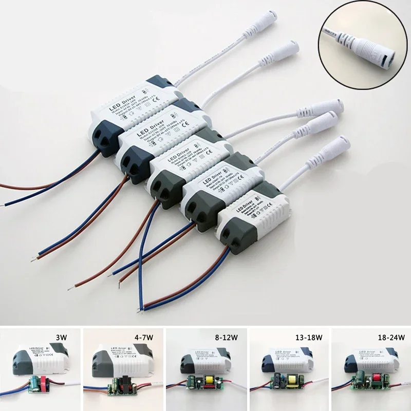 LED Driver AC110V-220V To DC 12V 24V Lighting Transformer LED Panel Lamp Power Supply Unit Adapter 3W 4-7W 8-12W 13-18W 18-24W