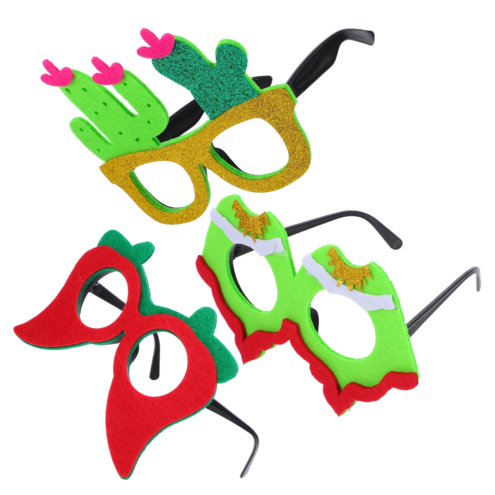 

3 Pcs Party Decoration Glasses Chili Pepper Sunglasses for Adults Irregular Mexican Photo Props Multi Colors