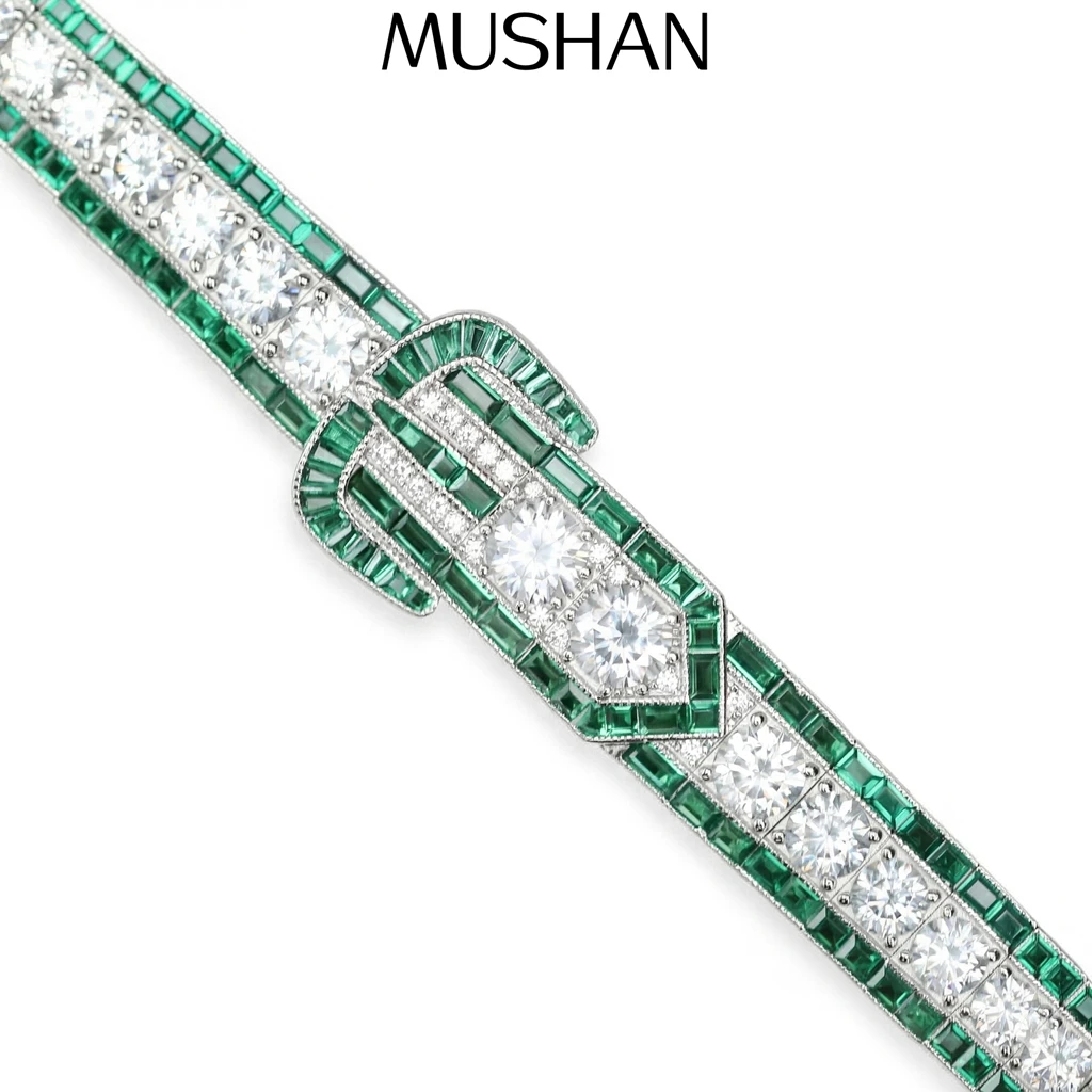 

MuShan Jewelry 925 Sterling Silver Bangle 5A CZ Gemstones HCD Diamond Designer Shiny 925 Sterling Silver Bangle Accessories