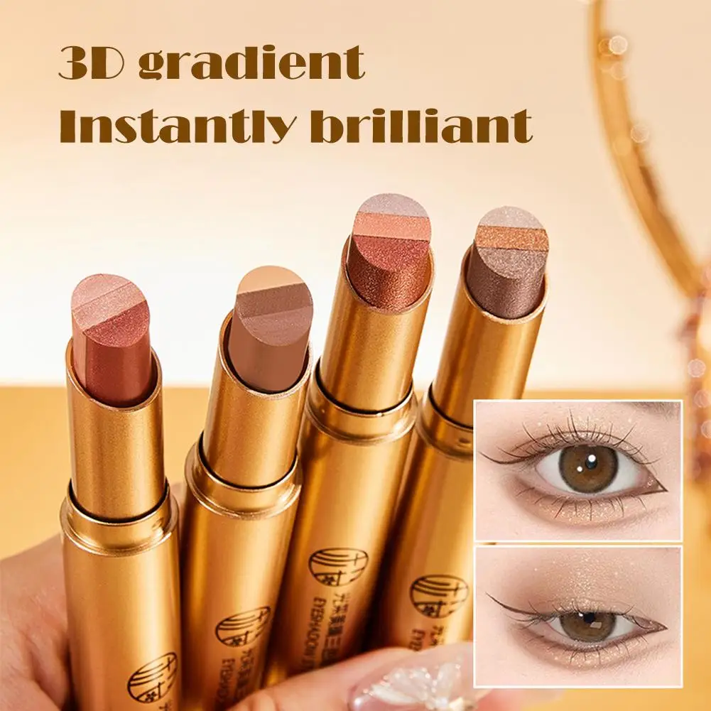 Glitter Eyeshadow Stick Three-Color Contouring Eyeshadow Makeup Stick Eyeshadow Pencil Eye Shimmer Eyeshadow Crayon H8O1