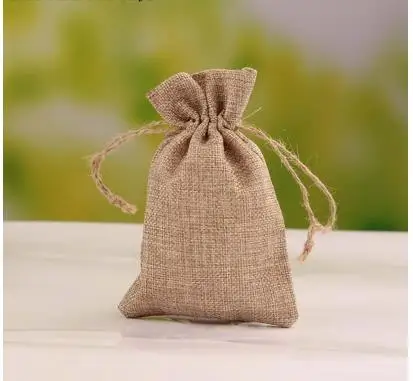 50PCS 10x14CM Natural Jute Burlap Linen Drawstring Gift Bags Sacks Christmas Birthday Wedding Party Favors Candy Bags Supplies