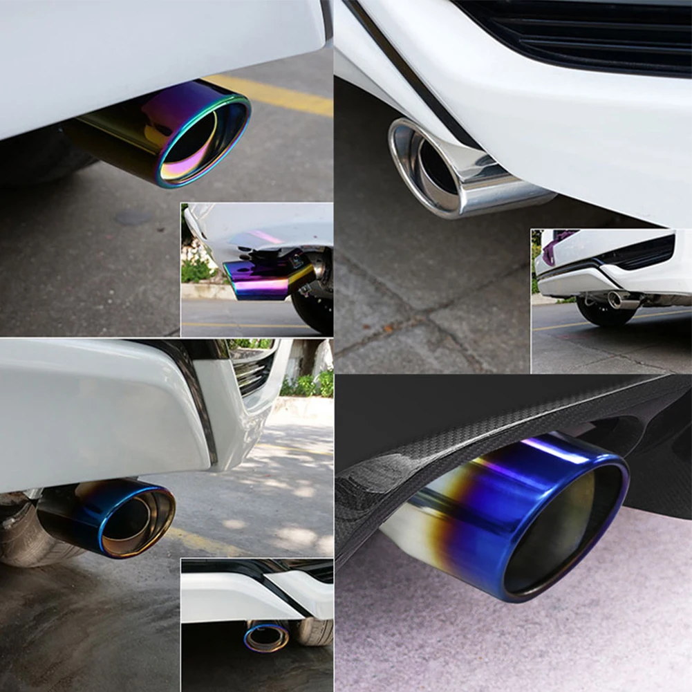 63mm Car Exhaust Muffler Tip Stainless Steel Tail Throat Tailpipe Exhaust Pipe Modification Supplies