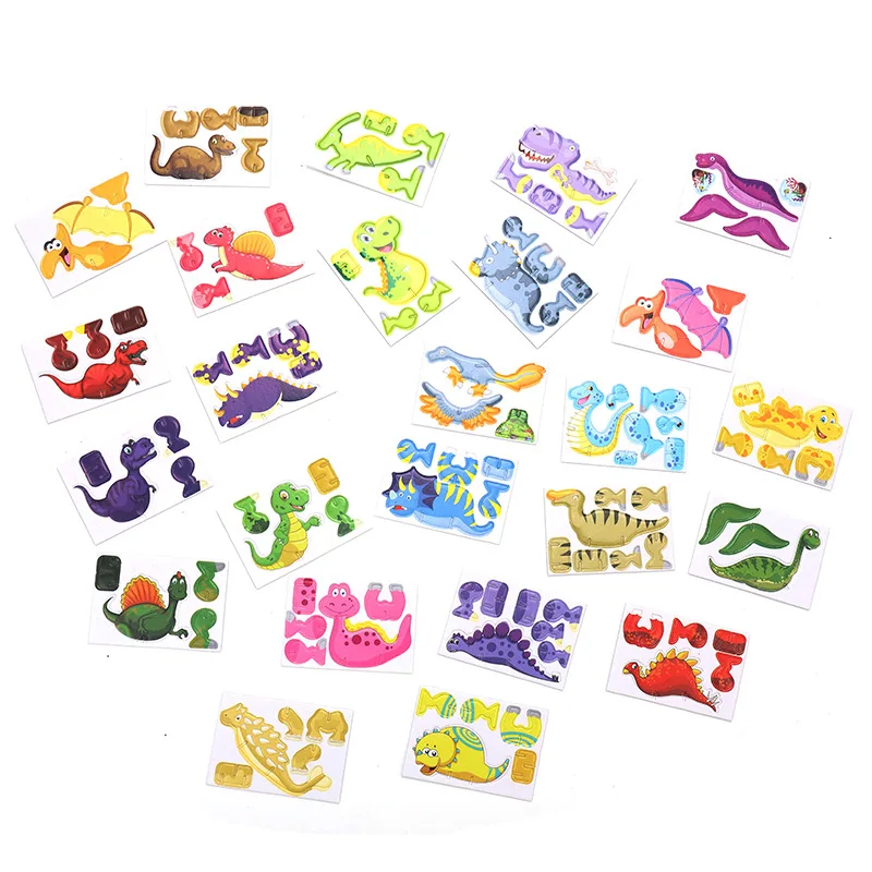 30 Stuks 3d Jurassic Dinosaurus Puzzel Papier Voorschoolse Baby Legpuzzels Cartoon Leren Educatief Christma Speelgoed Voor Kinderen