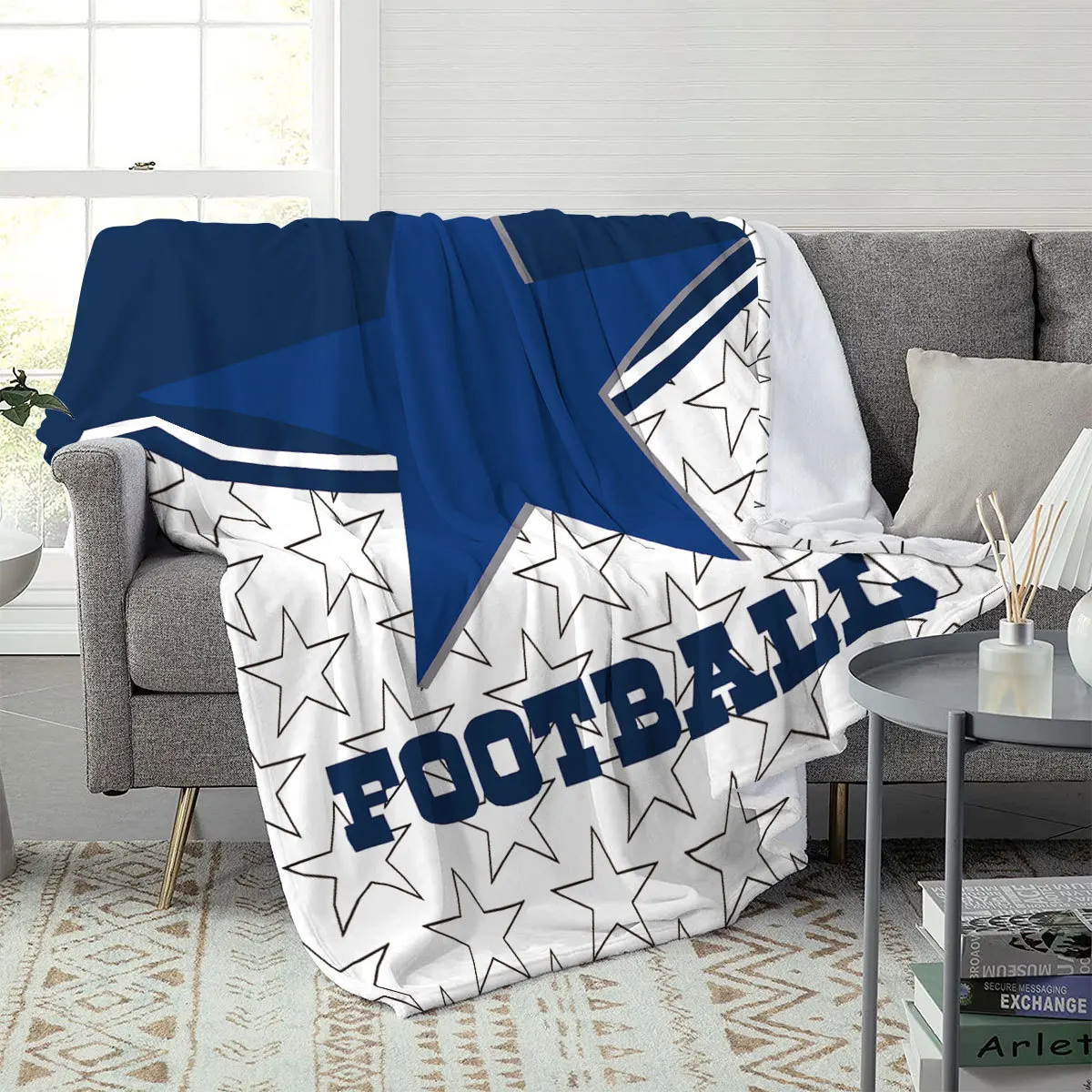 Patterned five-pointed star Printed Blanket for Bed Travel Camping Living Room Office Conditioning Blanket for All Seasons Gifts